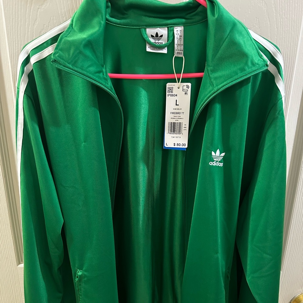 Brand New Adidas Firebird Recycled Polyester Track Size Size Large Women Green